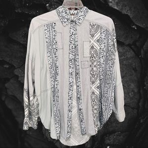 Free People Black And White Distressed Topper Sz L